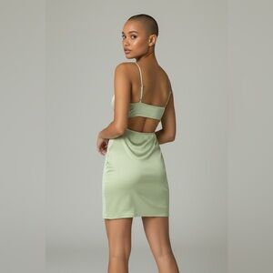 Bodycon Minimalist Party Cocktail Y2K Neon Green Mini Dress Charmed Hearts XS